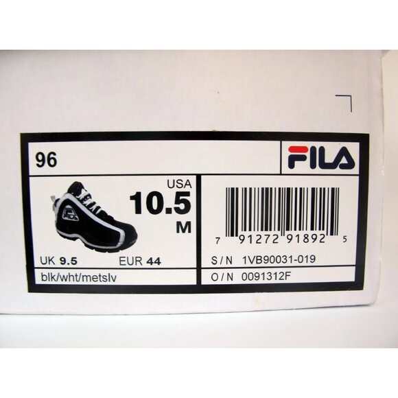 Fila 96 Grant Hill 2 Black & White Shoes Men\'s sz 10.5 stackhouse 1VB90031-019 main image 11